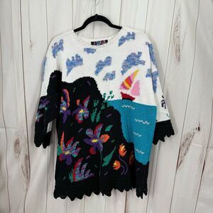 Vintage Lee Andersen Women’s XL 100% Cotton Patterned Chunky Sweater Rare